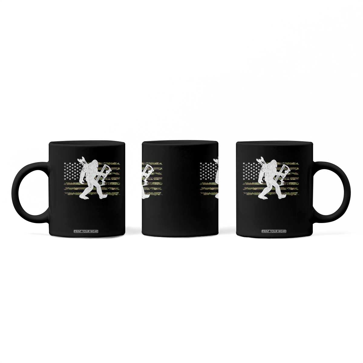 Bow Hunting Archer Bigfoot Coffee Mug Sasquatch Camo US Flag Hunter Dad TS10 Print Your Wear