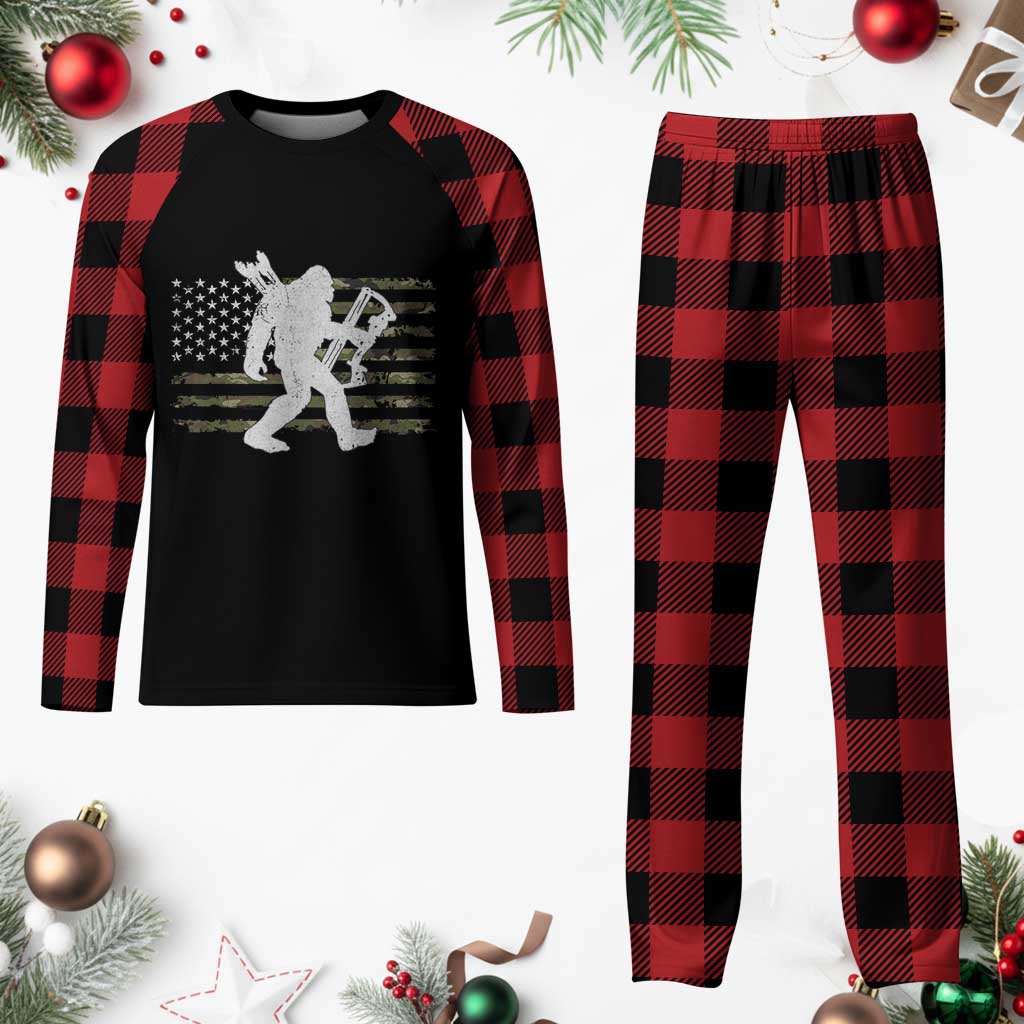 Bow Hunting Archer Bigfoot Plaid Pajama Set Sasquatch Camo US Flag Hunter Dad TS10 Buffalo Plaid Print Your Wear