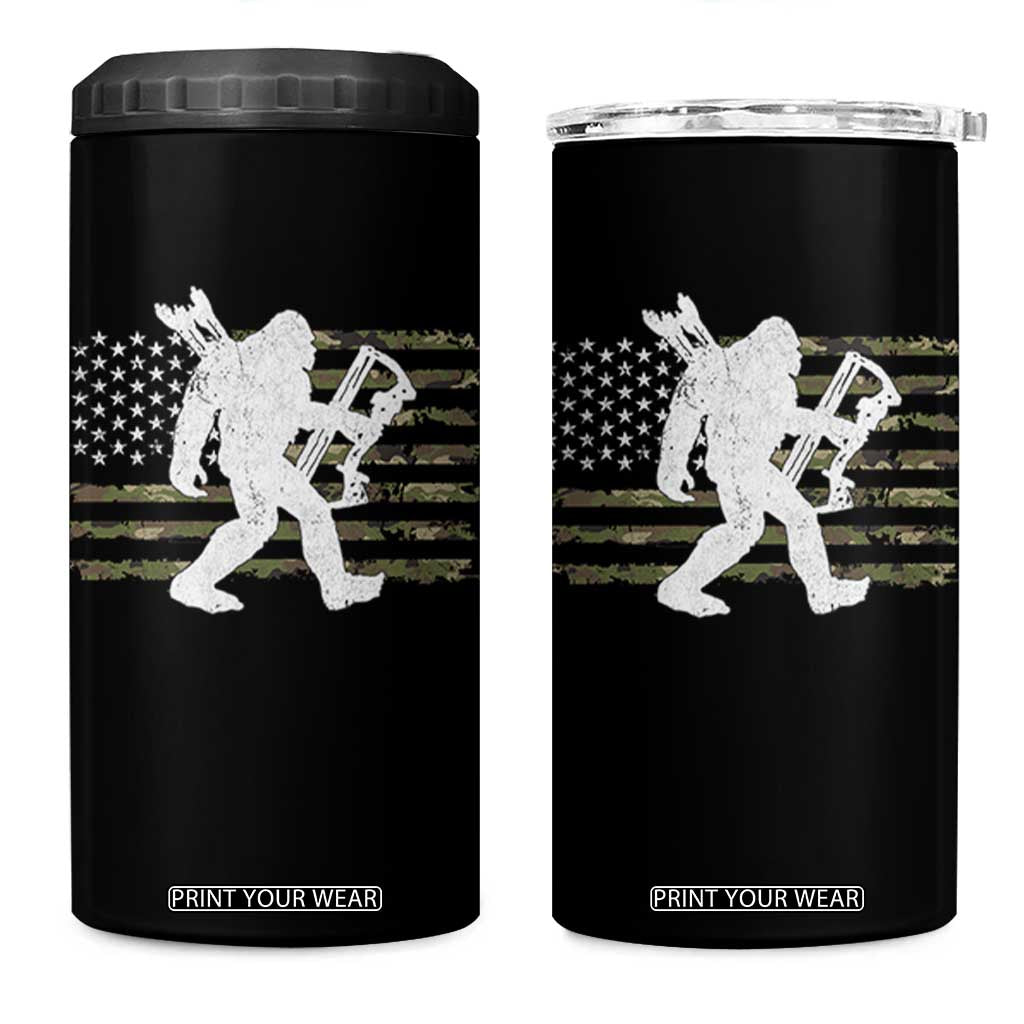 Bow Hunting Archer Bigfoot 4 in 1 Can Cooler Tumbler Sasquatch Camo US Flag Hunter Dad TS10 One Size: 16 oz Black Print Your Wear