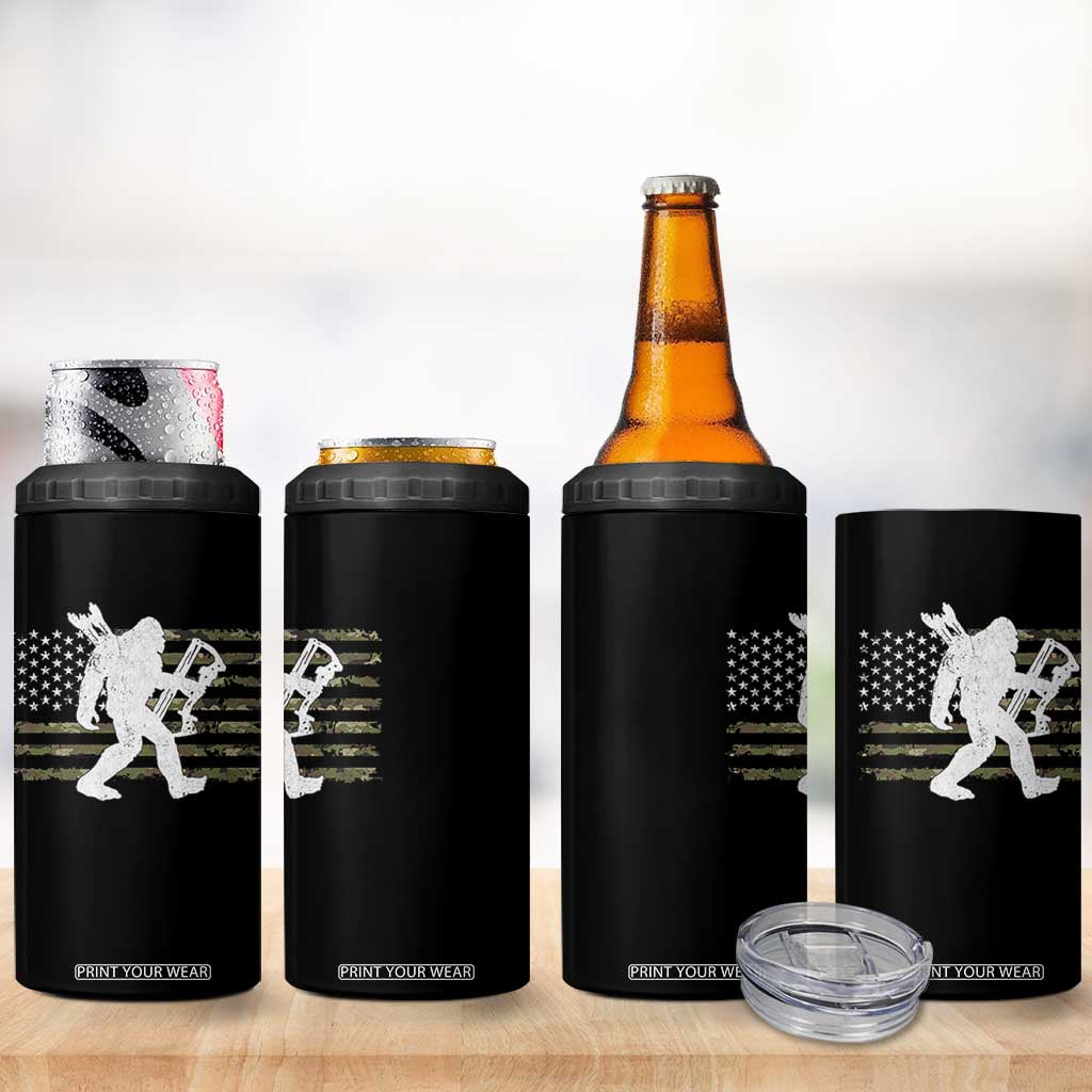 Bow Hunting Archer Bigfoot 4 in 1 Can Cooler Tumbler Sasquatch Camo US Flag Hunter Dad TS10 Print Your Wear