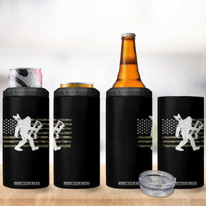 Bow Hunting Archer Bigfoot 4 in 1 Can Cooler Tumbler Sasquatch Camo US Flag Hunter Dad TS10 Print Your Wear
