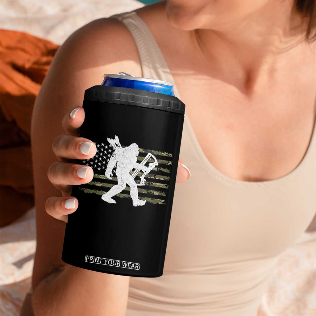 Bow Hunting Archer Bigfoot 4 in 1 Can Cooler Tumbler Sasquatch Camo US Flag Hunter Dad TS10 Print Your Wear