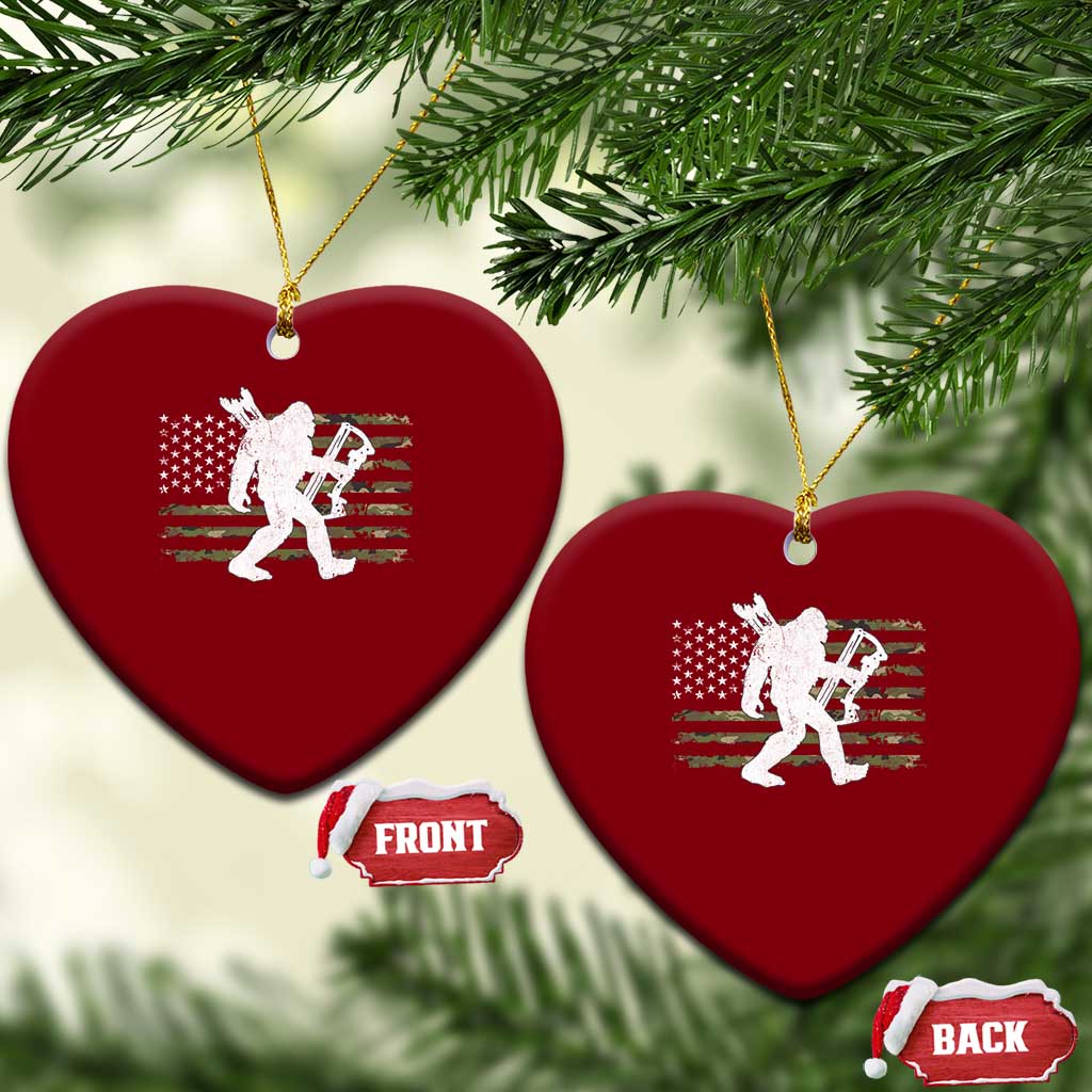 Bow Hunting Archer Bigfoot Ceramic Ornament Sasquatch Camo US Flag Hunter Dad TS10 Print Your Wear