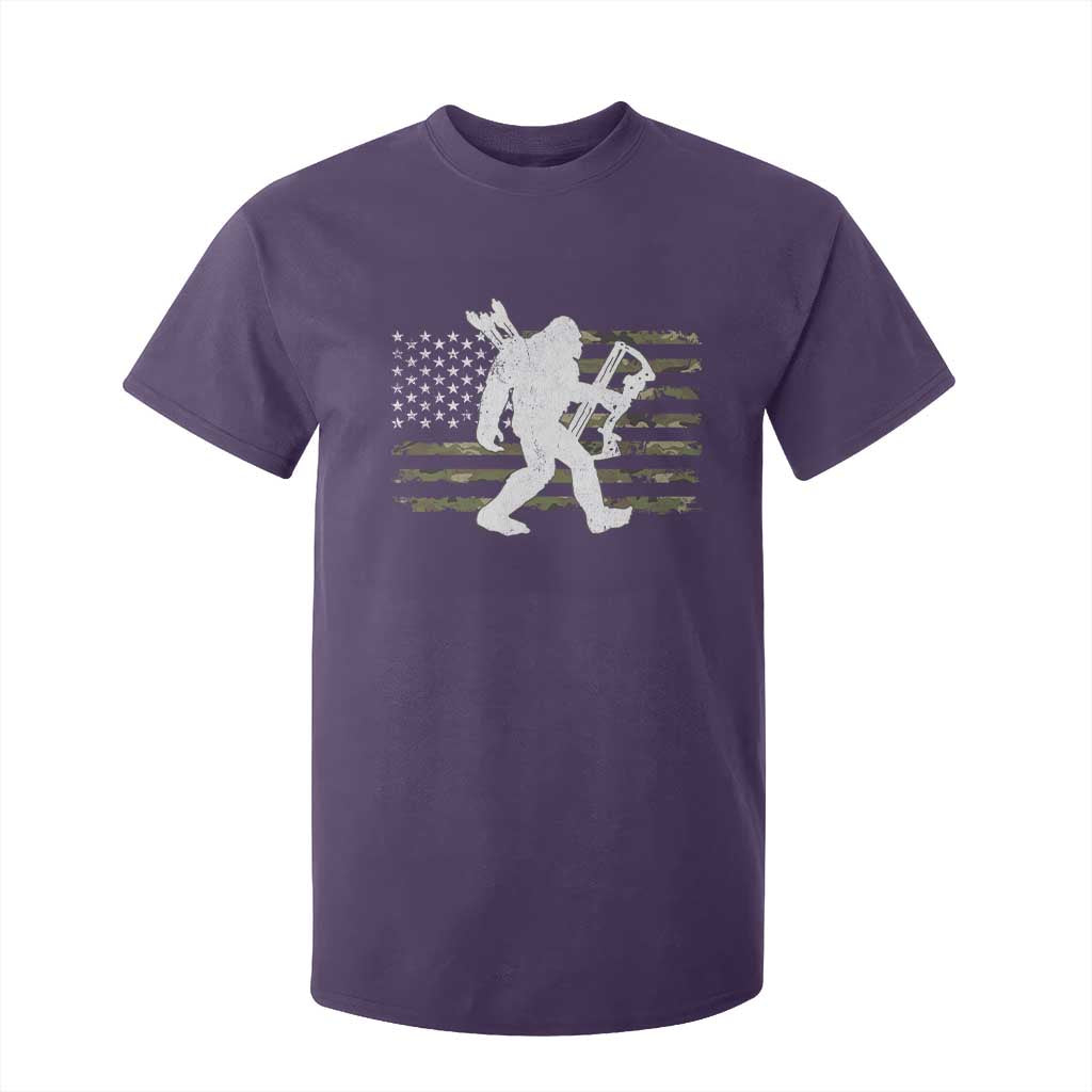 Bow Hunting Archer Bigfoot T Shirt For Kid Sasquatch Camo US Flag Hunter Dad TS10 Purple Print Your Wear