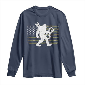 Bow Hunting Archer Bigfoot Long Sleeve Shirt Sasquatch Camo US Flag Hunter Dad TS10 Navy Print Your Wear
