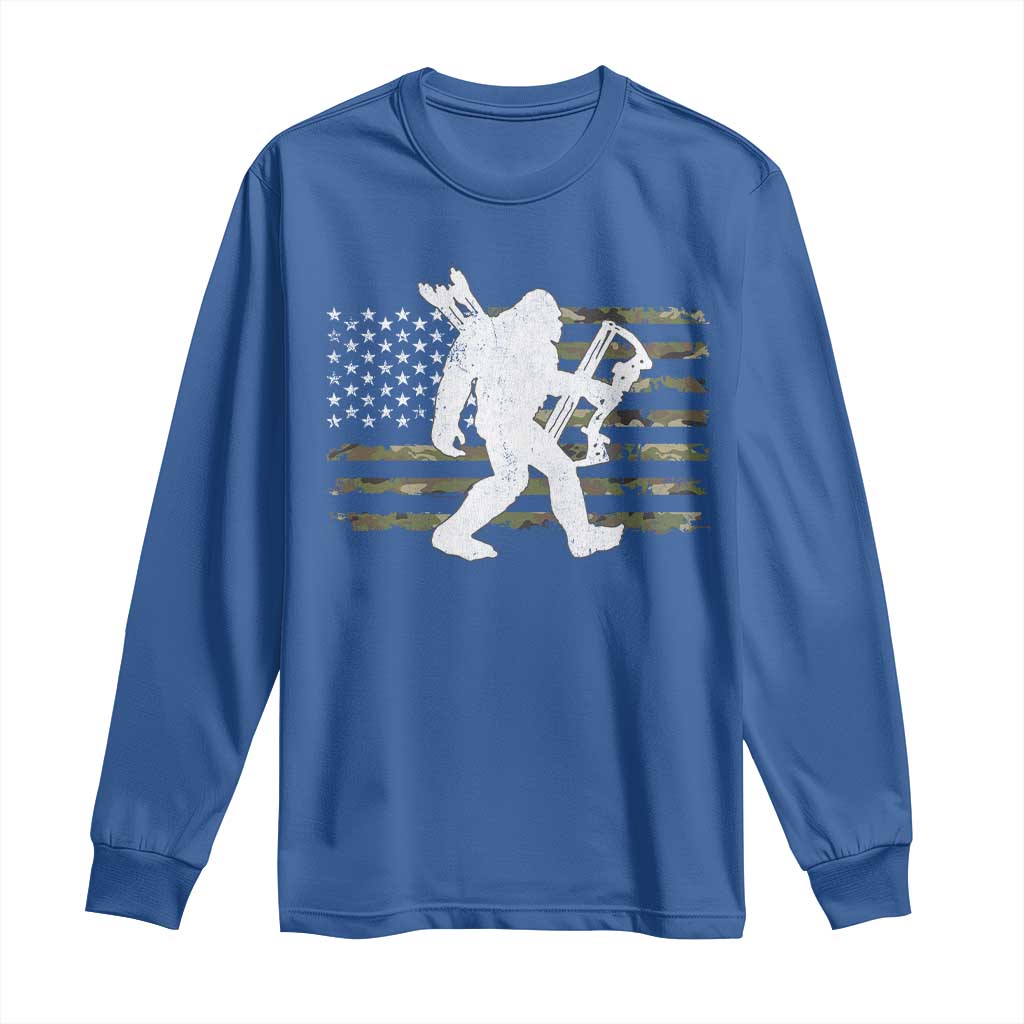 Bow Hunting Archer Bigfoot Long Sleeve Shirt Sasquatch Camo US Flag Hunter Dad TS10 Royal Blue Print Your Wear