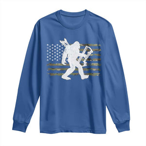 Bow Hunting Archer Bigfoot Long Sleeve Shirt Sasquatch Camo US Flag Hunter Dad TS10 Royal Blue Print Your Wear