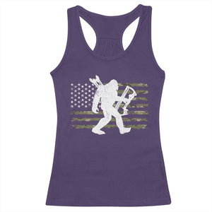 Bow Hunting Archer Bigfoot Racerback Tank Top Sasquatch Camo US Flag Hunter Dad TS10 Purple Print Your Wear
