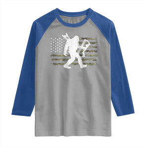 Bow Hunting Archer Bigfoot Raglan Shirt Sasquatch Camo US Flag Hunter Dad TS10 Sport Gray Royal Print Your Wear