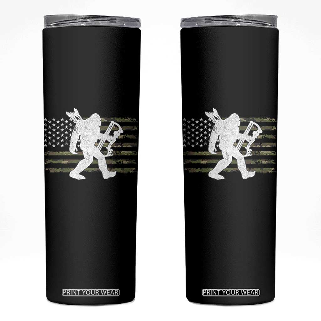 Bow Hunting Archer Bigfoot Skinny Tumbler Sasquatch Camo US Flag Hunter Dad TS10 Black Print Your Wear