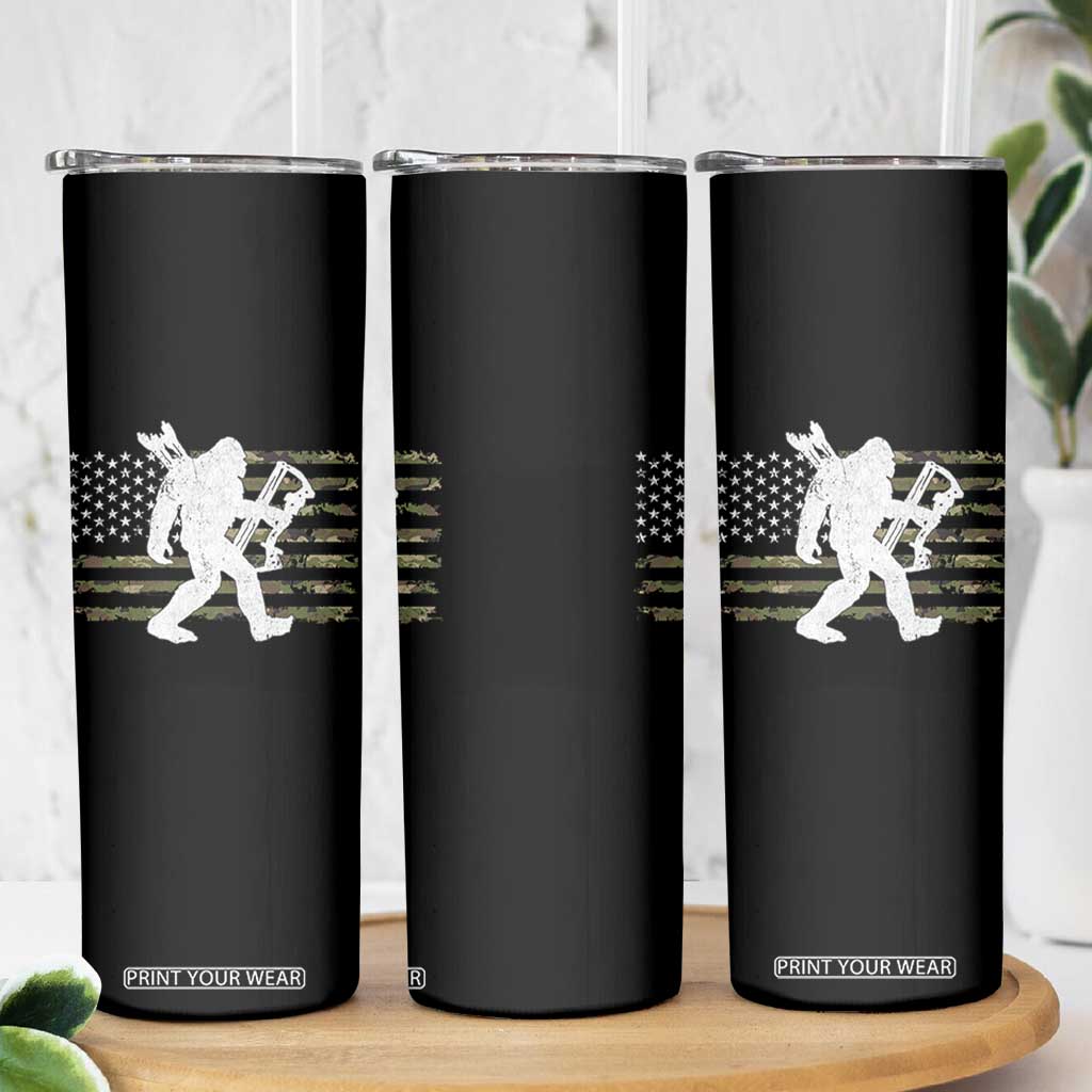 Bow Hunting Archer Bigfoot Skinny Tumbler Sasquatch Camo US Flag Hunter Dad TS10 Print Your Wear
