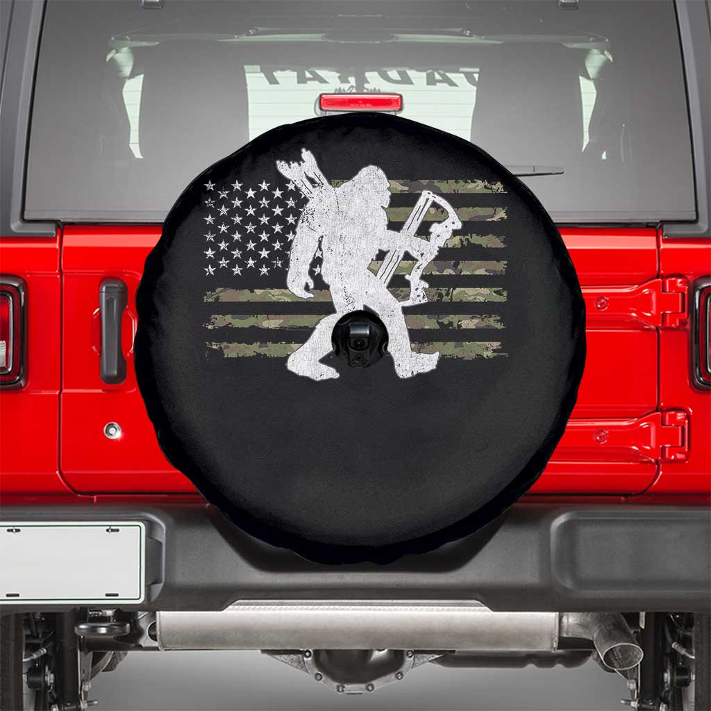 Bow Hunting Archer Bigfoot Spare Tire Cover Sasquatch Camo US Flag Hunter Dad TS10 Black Print Your Wear