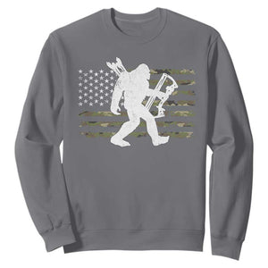 Bow Hunting Archer Bigfoot Sweatshirt Sasquatch Camo US Flag Hunter Dad TS10 Charcoal Print Your Wear
