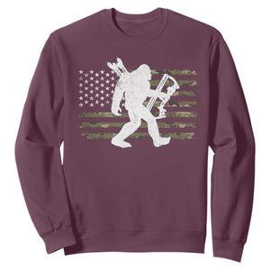 Bow Hunting Archer Bigfoot Sweatshirt Sasquatch Camo US Flag Hunter Dad TS10 Maroon Print Your Wear