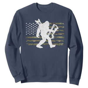 Bow Hunting Archer Bigfoot Sweatshirt Sasquatch Camo US Flag Hunter Dad TS10 Navy Print Your Wear