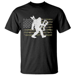 Bow Hunting Archer Bigfoot T Shirt Sasquatch Camo US Flag Hunter Dad TS10 Black Print Your Wear