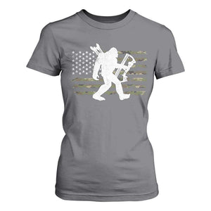 Bow Hunting Archer Bigfoot T Shirt For Women Sasquatch Camo US Flag Hunter Dad TS10 Charcoal Print Your Wear