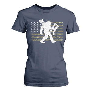 Bow Hunting Archer Bigfoot T Shirt For Women Sasquatch Camo US Flag Hunter Dad TS10 Navy Print Your Wear