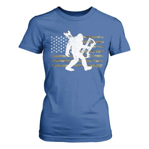 Bow Hunting Archer Bigfoot T Shirt For Women Sasquatch Camo US Flag Hunter Dad TS10 Royal Blue Print Your Wear