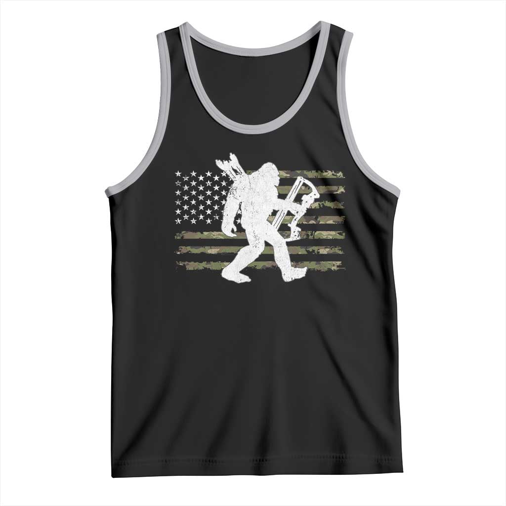 Bow Hunting Archer Bigfoot Tank Top Sasquatch Camo US Flag Hunter Dad TS10 Black Athletic Heather Print Your Wear