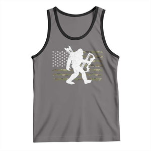 Bow Hunting Archer Bigfoot Tank Top Sasquatch Camo US Flag Hunter Dad TS10 Deep Heather Black Print Your Wear