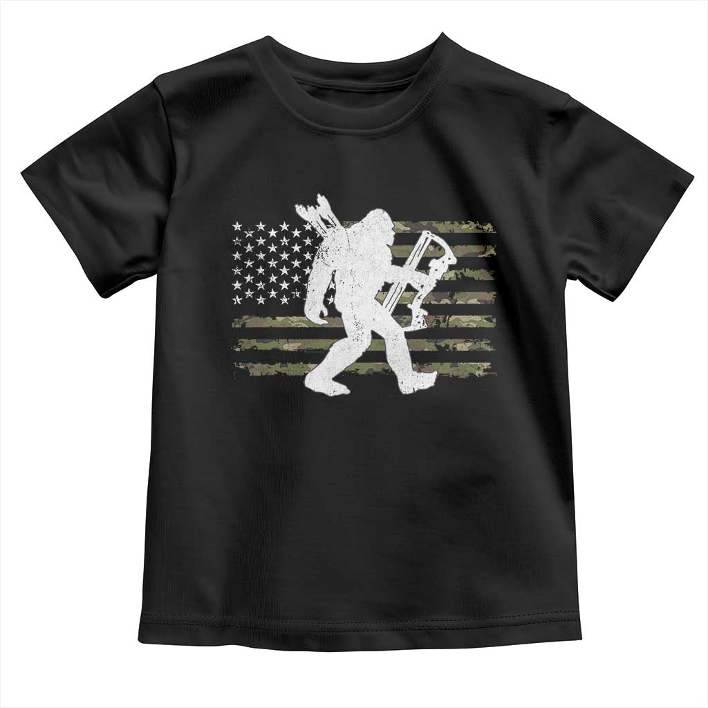 Bow Hunting Archer Bigfoot Toddler T Shirt Sasquatch Camo US Flag Hunter Dad TS10 Black Print Your Wear