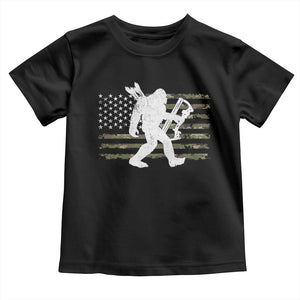 Bow Hunting Archer Bigfoot Toddler T Shirt Sasquatch Camo US Flag Hunter Dad TS10 Black Print Your Wear