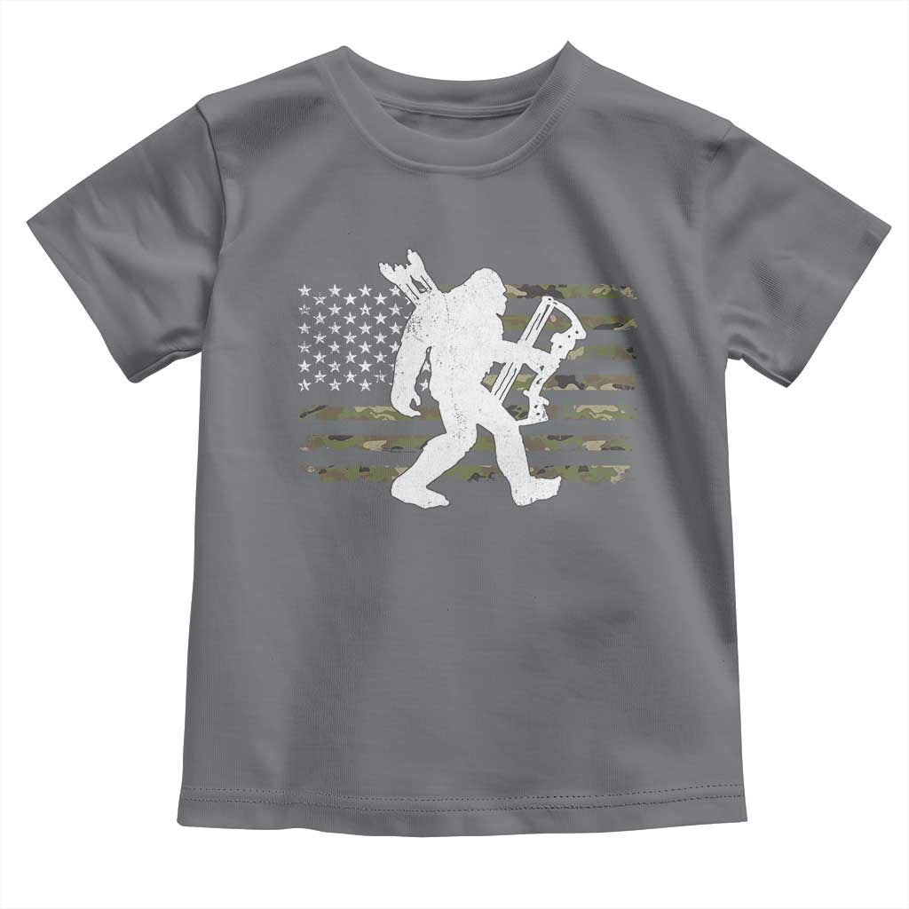Bow Hunting Archer Bigfoot Toddler T Shirt Sasquatch Camo US Flag Hunter Dad TS10 Charcoal Print Your Wear