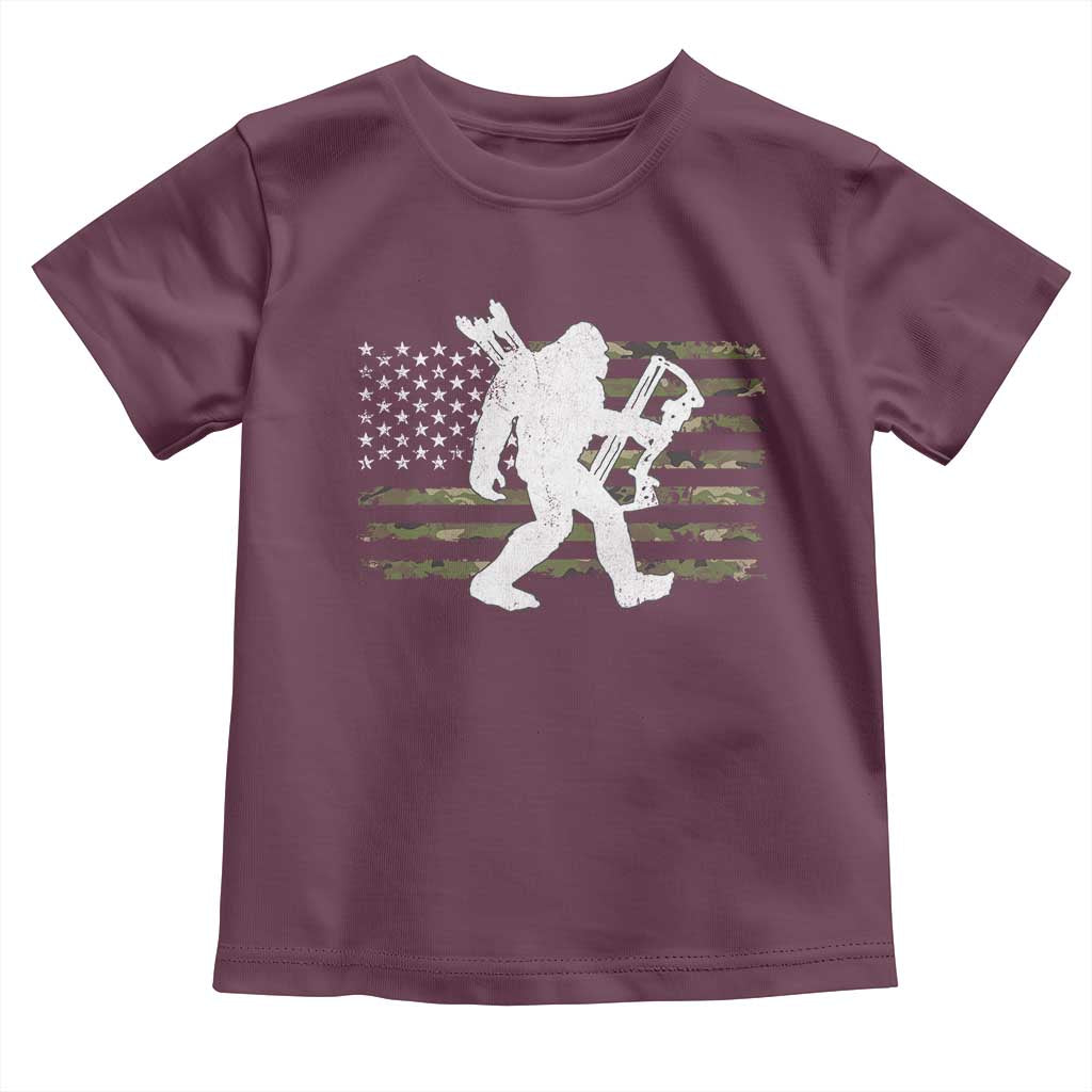 Bow Hunting Archer Bigfoot Toddler T Shirt Sasquatch Camo US Flag Hunter Dad TS10 Maroon Print Your Wear