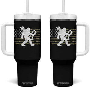 Bow Hunting Archer Bigfoot Tumbler With Handle Sasquatch Camo US Flag Hunter Dad TS10 One Size: 40 oz Black Print Your Wear