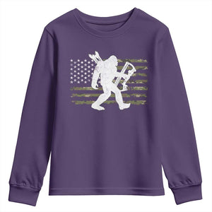 Bow Hunting Archer Bigfoot Youth Sweatshirt Sasquatch Camo US Flag Hunter Dad TS10 Purple Print Your Wear