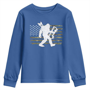 Bow Hunting Archer Bigfoot Youth Sweatshirt Sasquatch Camo US Flag Hunter Dad TS10 Royal Blue Print Your Wear