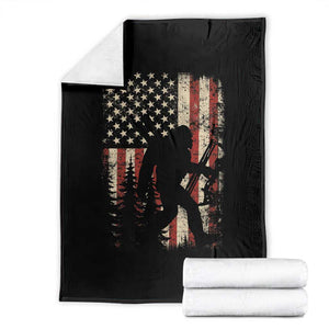 Bow Hunting Bigfoot America Flag Throw Blanket Patriotic Sasquatch With Archer Hunter Dad TS10 Black Print Your Wear