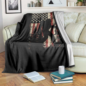 Bow Hunting Bigfoot America Flag Throw Blanket Patriotic Sasquatch With Archer Hunter Dad TS10 Print Your Wear