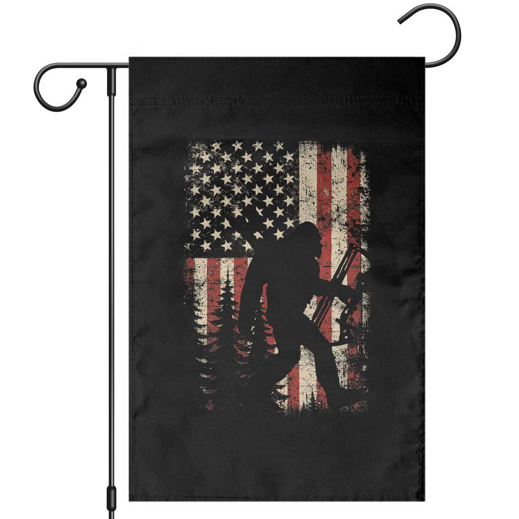 Bow Hunting Bigfoot America Flag Garden Flag Patriotic Sasquatch With Archer Hunter Dad TS10 Black Print Your Wear