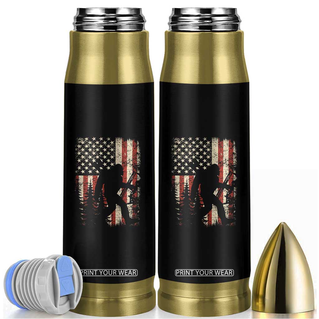 Bow Hunting Bigfoot America Flag Bullet Tumbler Patriotic Sasquatch With Archer Hunter Dad TS10 Black Print Your Wear