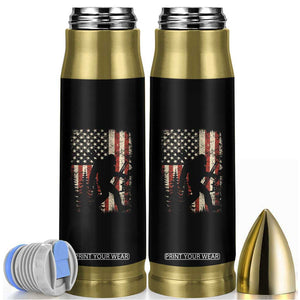 Bow Hunting Bigfoot America Flag Bullet Tumbler Patriotic Sasquatch With Archer Hunter Dad TS10 Black Print Your Wear