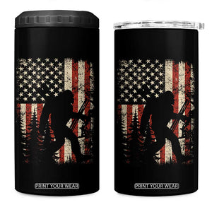 Bow Hunting Bigfoot America Flag 4 in 1 Can Cooler Tumbler Patriotic Sasquatch With Archer Hunter Dad TS10 One Size: 16 oz Black Print Your Wear