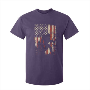 Bow Hunting Bigfoot America Flag T Shirt For Kid Patriotic Sasquatch With Archer Hunter Dad TS10 Purple Print Your Wear