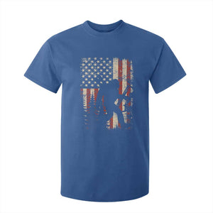 Bow Hunting Bigfoot America Flag T Shirt For Kid Patriotic Sasquatch With Archer Hunter Dad TS10 Royal Blue Print Your Wear