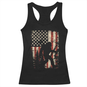 Bow Hunting Bigfoot America Flag Racerback Tank Top Patriotic Sasquatch With Archer Hunter Dad TS10 Black Print Your Wear