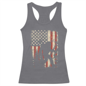 Bow Hunting Bigfoot America Flag Racerback Tank Top Patriotic Sasquatch With Archer Hunter Dad TS10 Charcoal Print Your Wear