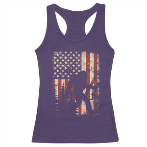 Bow Hunting Bigfoot America Flag Racerback Tank Top Patriotic Sasquatch With Archer Hunter Dad TS10 Purple Print Your Wear