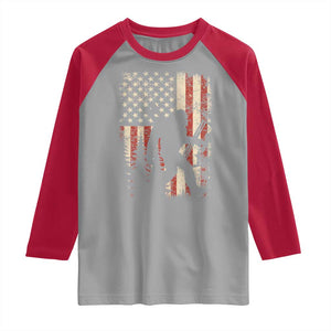 Bow Hunting Bigfoot America Flag Raglan Shirt Patriotic Sasquatch With Archer Hunter Dad TS10 Sport Gray Red Print Your Wear