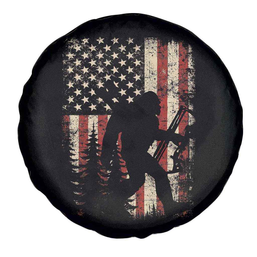 Bow Hunting Bigfoot America Flag Spare Tire Cover Patriotic Sasquatch With Archer Hunter Dad TS10 Print Your Wear
