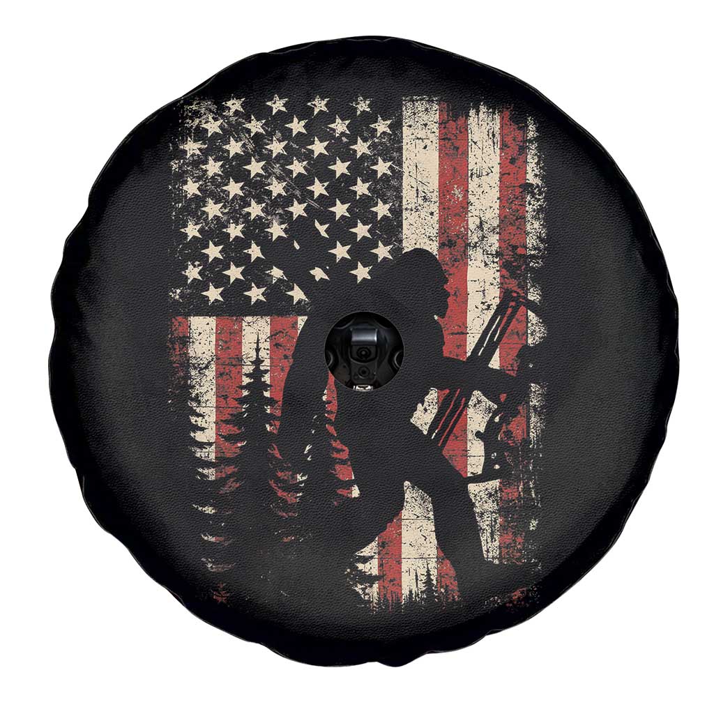 Bow Hunting Bigfoot America Flag Spare Tire Cover Patriotic Sasquatch With Archer Hunter Dad TS10 Print Your Wear