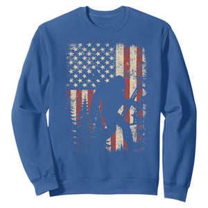 Bow Hunting Bigfoot America Flag Sweatshirt Patriotic Sasquatch With Archer Hunter Dad TS10 Royal Blue Print Your Wear