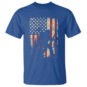 Bow Hunting Bigfoot America Flag T Shirt Patriotic Sasquatch With Archer Hunter Dad TS10 Royal Blue Print Your Wear