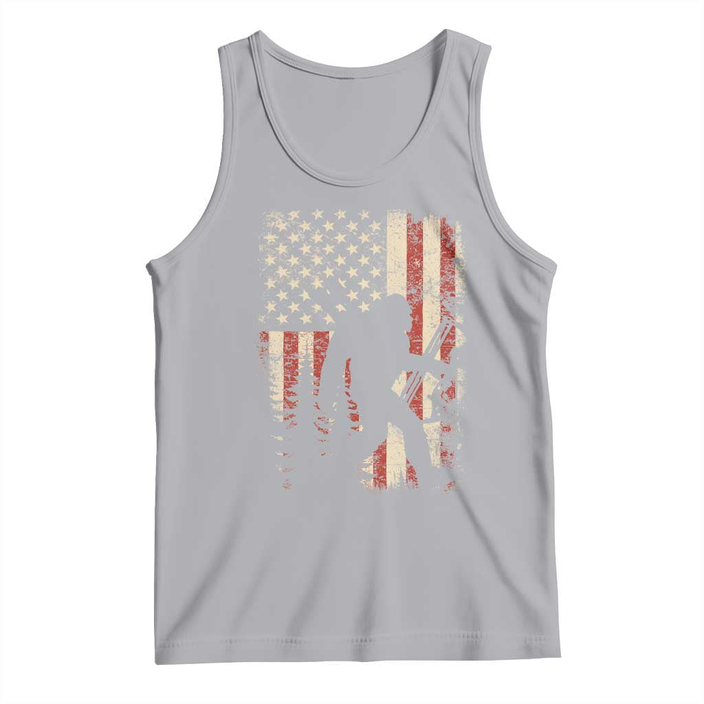 Bow Hunting Bigfoot America Flag Tank Top Patriotic Sasquatch With Archer Hunter Dad TS10 Athletic Heather Print Your Wear