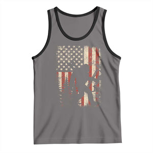 Bow Hunting Bigfoot America Flag Tank Top Patriotic Sasquatch With Archer Hunter Dad TS10 Deep Heather Black Print Your Wear